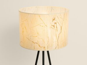Miniaturka 25 - Minimalistyczna lampa podłogowa Elaria 135 cm beżowy marmur – zapalony abażur