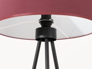 Miniaturka 11 - Minimalistyczna lampa podłogowa Elaria 135 cm burgundowy – mocowanie abażuru na trójnogu