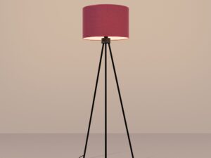Miniaturka 9 - Minimalistyczna lampa podłogowa Elaria 135 cm burgundowy z włączonym światłem