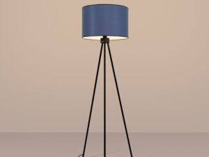 Miniaturka 16 - Minimalistyczna lampa podłogowa Elaria 135 cm granatowy z włączonym światłem