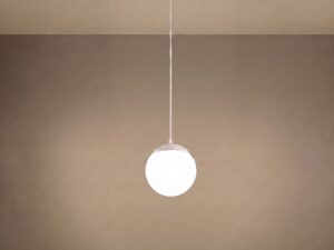 Miniaturka 25 - Minimalistyczna lampa wisząca 20 cm beżowy z włączonym światłem