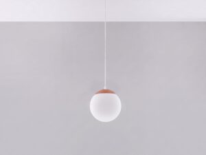 Miniaturka 16 - Minimalistyczna lampa wisząca 20 cm ochra czerwona na jasnym tle