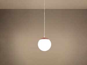Miniaturka 17 - Minimalistyczna lampa wisząca 20 cm ochra czerwona z włączonym światłem