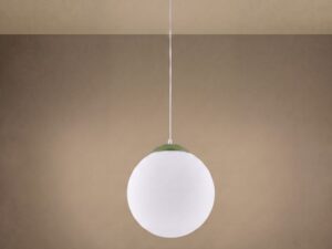 Miniaturka 47 - Minimalistyczna lampa wisząca 20 cm zielony oliwkowy z włączonym światłem