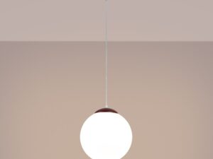 Miniaturka 33 - Minimalistyczna lampa wisząca 30 cm dla nowoczesnych wnętrz burgund z włączonym światłem