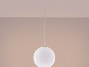 Miniaturka 28 - Minimalistyczna lampa wisząca 30 cm dla nowoczesnych wnętrz taupe z włączonym światłem