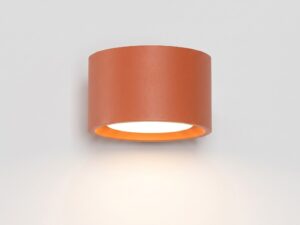 Miniaturka 68 - Minimalistyczny kinkiet Modessa 12 cm ochra czerwona z przodu, ze światłem