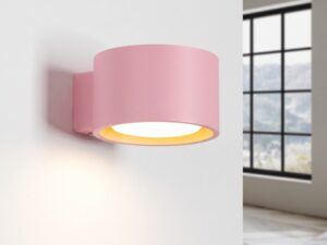Miniaturka 41 - Minimalistyczny kinkiet Modessa 12 cm różowy z włączonym światłem