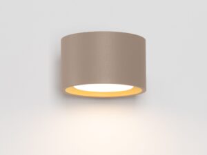 Miniaturka 74 - Minimalistyczny kinkiet Modessa 12 cm taupe z przodu, ze światłem