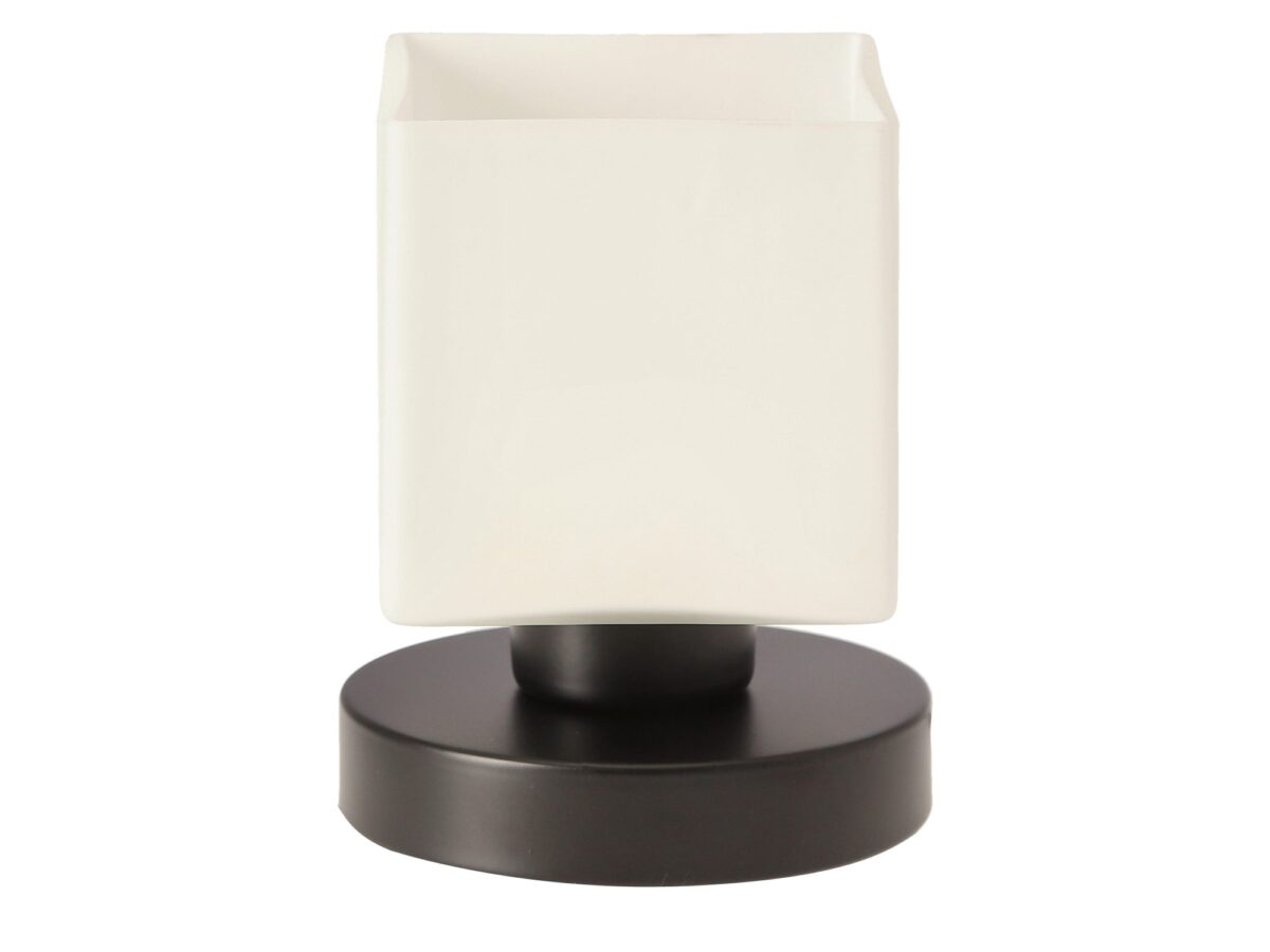 Lampka stołowa Miridio biały szklany klosz czarna 12 cm