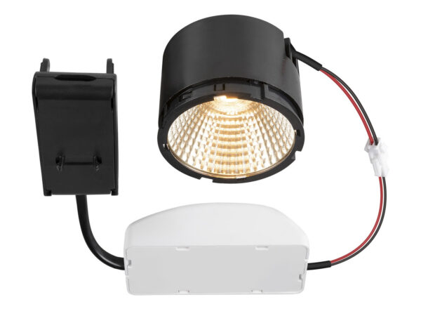 Moduł LED New Tria czarny 13,3 W 2700 K 38 stopni – przód z zasilaczem