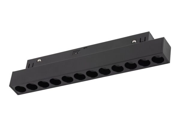 Czarny moduł Magnetic Easy Points 12 W z przezroczystą osłoną na białym tle
