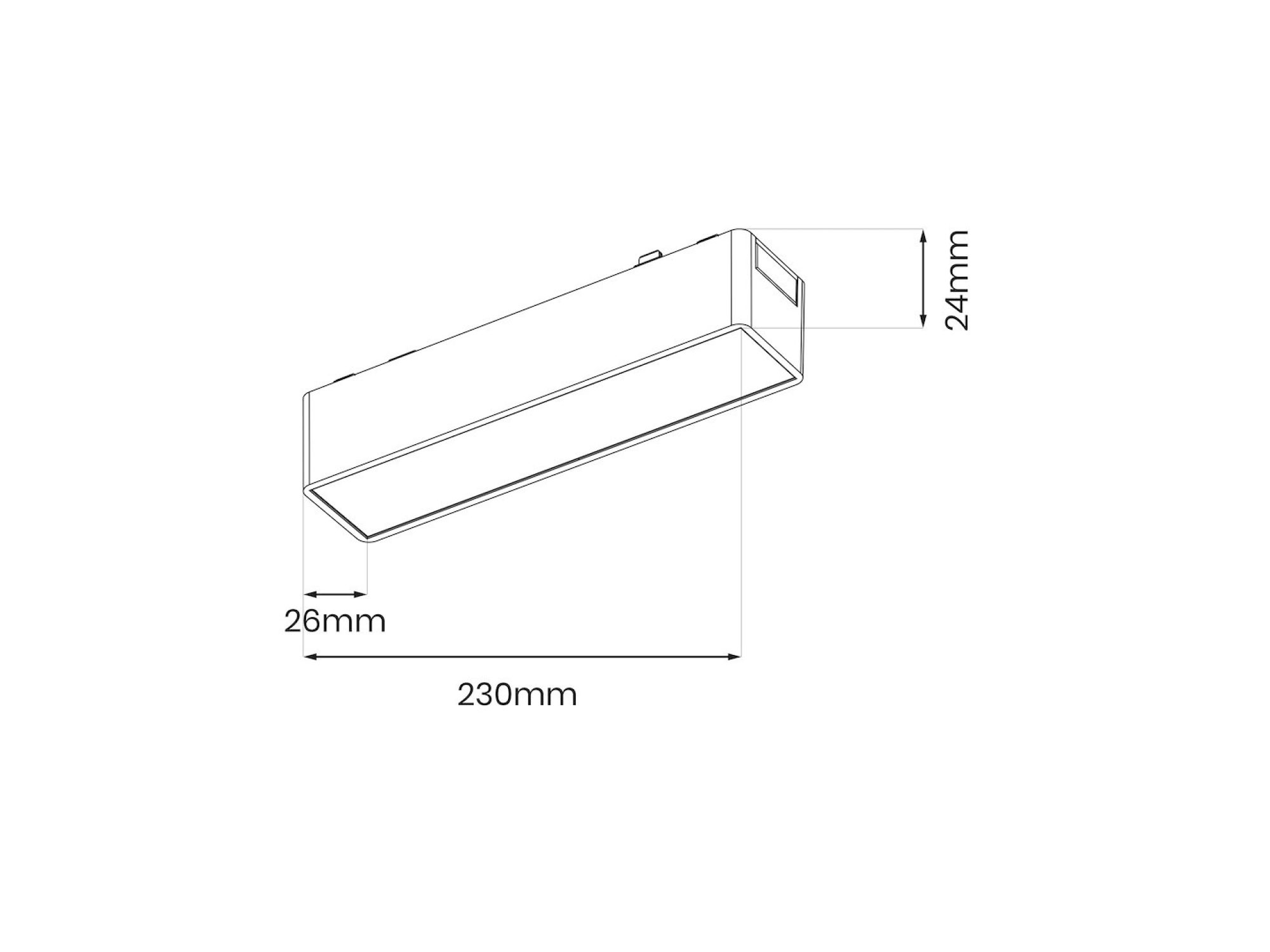 Rysunek wymiarowy modułu liniowego LED 230 mm