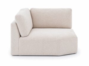 Miniaturka 4 - Moduł narożny XL ze ściętym narożnikiem Gavirno 133 cm, widok z przodu, na białym tle