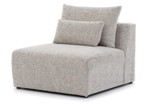 Miniaturka 1 - Moduł półtoraosobowy kończący Ildaro 92 cm, wersja prawa z wykończonym bokiem – moduł w beżowej, melanżowej tkaninie na białym tle