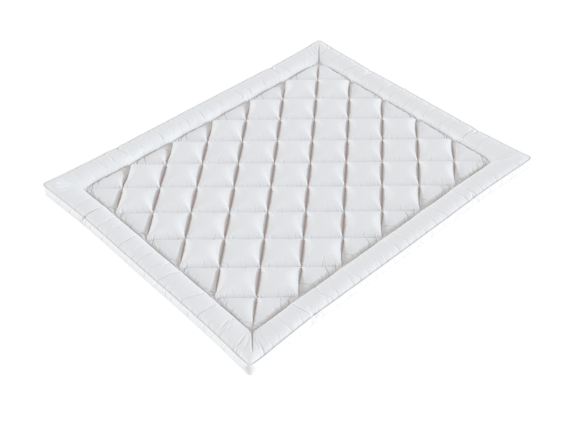 Pikowana nakładka na materac 80x200 cm z gumkami w narożnikach, na białym tle