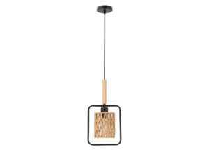 Miniaturka 3 - Lampa wisząca Nalimia czarna z beżowym abażurem ze sznurka na białym tle