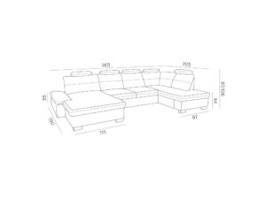 Miniaturka 2 - Narożnik w kształcie U z funkcją spania Lambrino 365 cm – zdjęcie 3