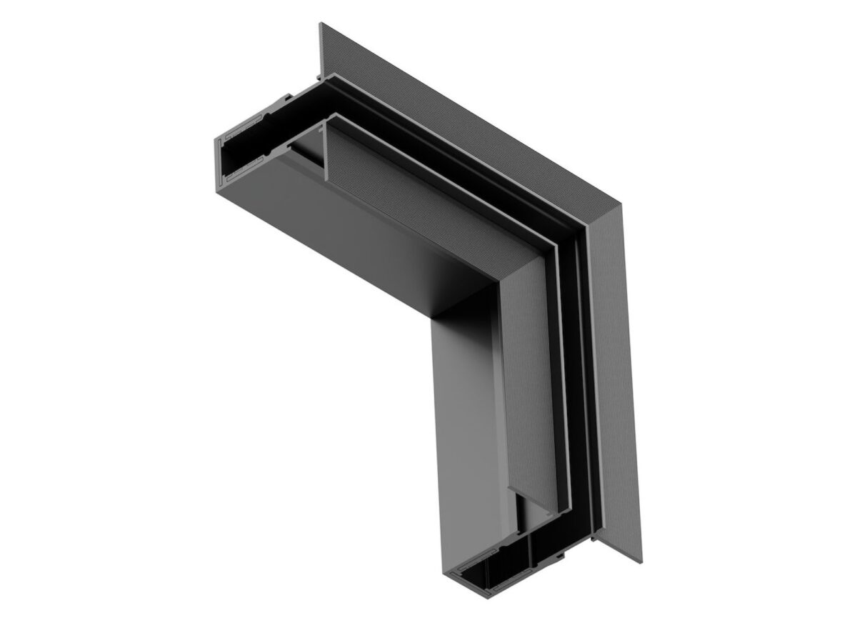 Narożnik podtynkowy boczny L do szyny magnetycznej 10 mm czarny