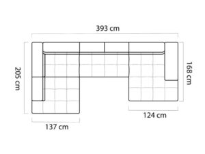 Miniaturka 3 - Narożnik U z elektrycznym wysuwem Novario 393 cm – zdjęcie 4