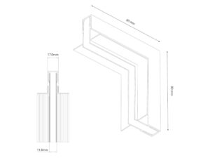 Miniaturka 2 - Schemat narożnika góra–dół do szyny magnetycznej z ramionami 80 mm