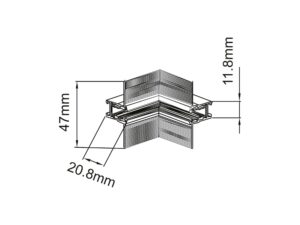 Miniaturka 1 - Rysunek techniczny narożnika podtynkowego L z wymiarami profilu