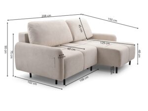 Miniaturka 5 - Narożnik Zeluno – wymiary 208 × 150 × 90 cm