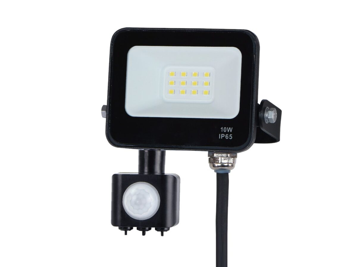 Naświetlacz LED 10 W 4000 K IP65 z czujnikiem PIR czarny