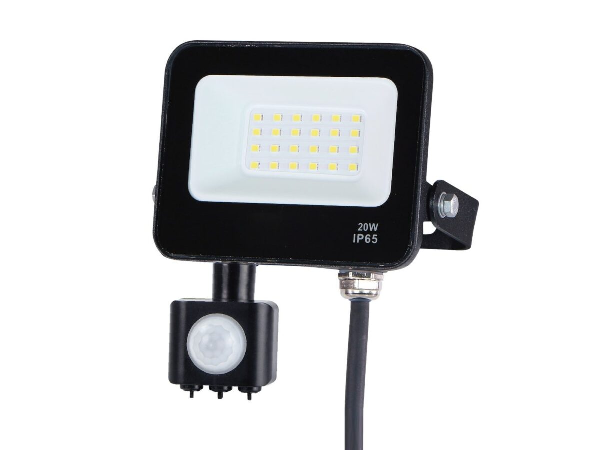 Naświetlacz LED 20 W 4000 K IP65 z czujnikiem PIR czarny