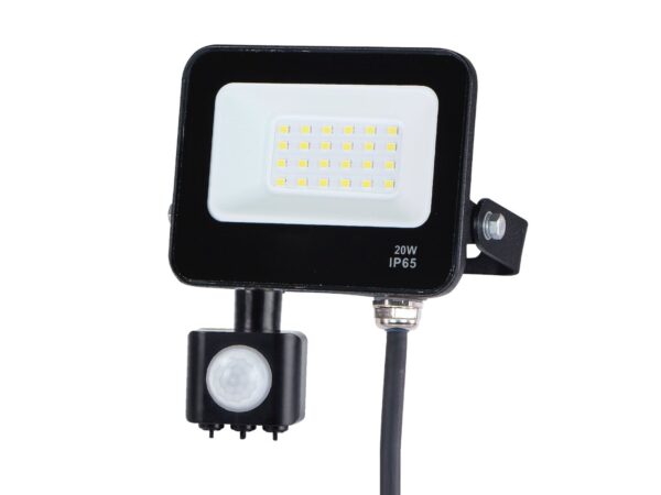 Naświetlacz LED 20 W 4000 K IP65 z czujnikiem PIR czarny