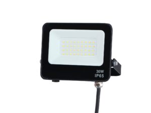 Miniaturka 4 - Czarny naświetlacz zewnętrzny LED 30 W, zbliżenie obudowy i mocowania