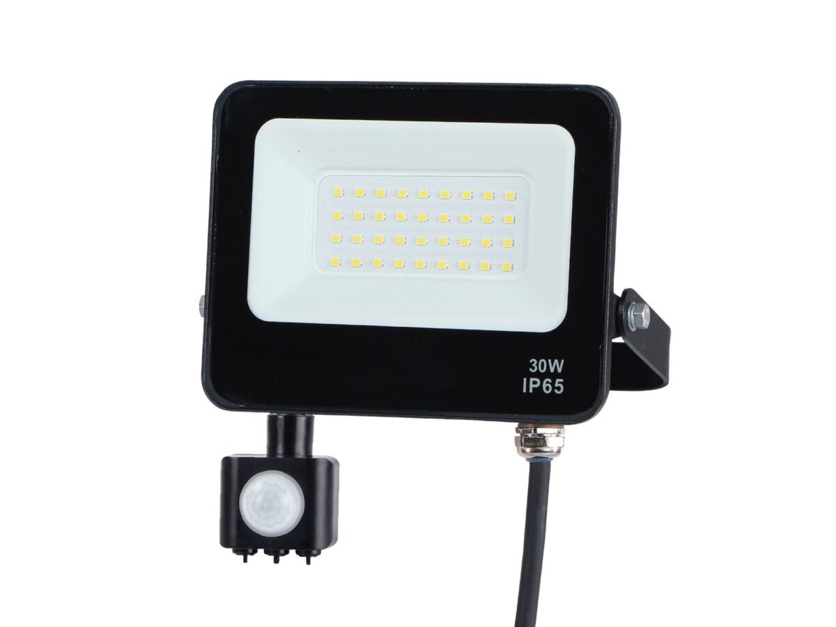 Naświetlacz LED 30 W 4000 K IP65 czarny z czujnikiem ruchu PIR