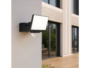 Miniaturka 2 - Czarny naświetlacz LED 30 W w aranżacji oświetlenia zewnętrznego