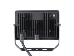 Miniaturka 1 - Tył czarnego naświetlacza LED 30 W z żebrowanym radiatorem i metalowym mocowaniem