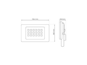 Miniaturka 3 - Naświetlacz LED 30 W IP65, rysunek techniczny z wymiarami