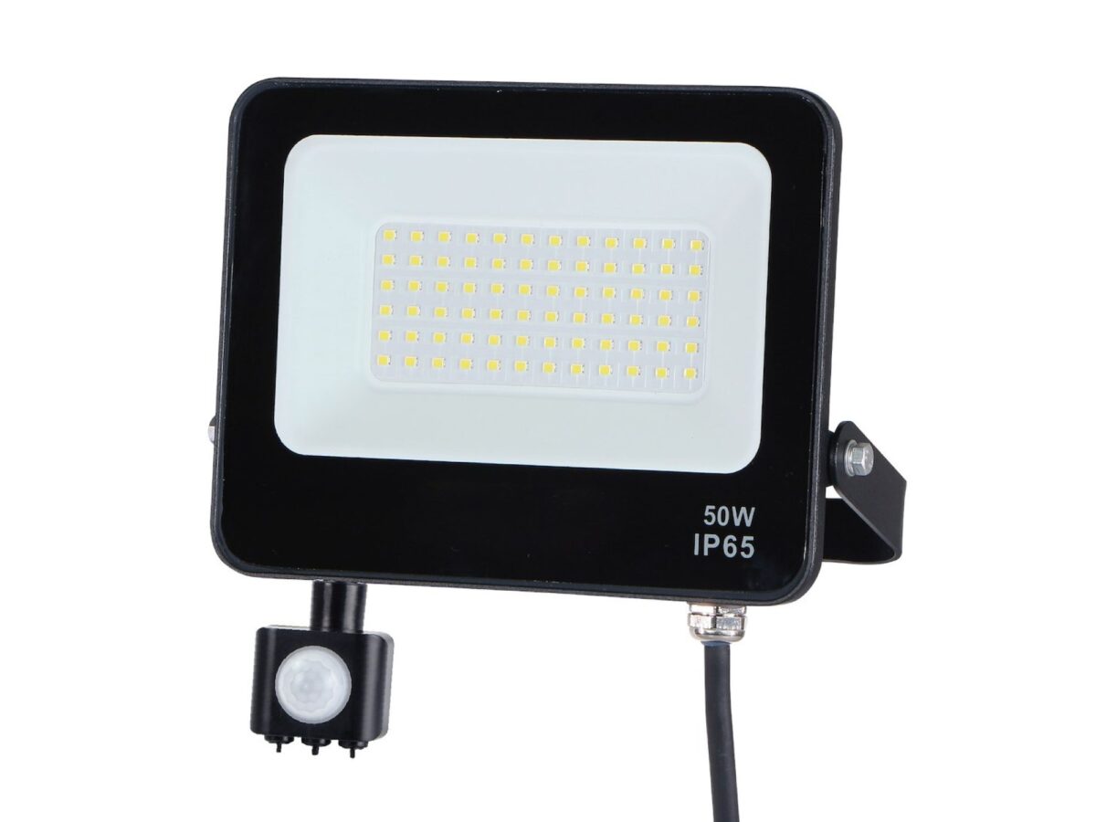 Naświetlacz zewnętrzny LED 50 W 4000 K IP65 czarny z czujnikiem PIR