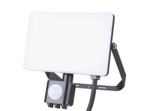 Miniaturka 4 - Naświetlacz LED PIR 30 W 3000 lm czarny z czujnikiem na białym tle