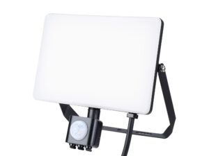 Miniaturka 4 - Naświetlacz LED PIR 50 W 5000 lm czarny z czujnikiem na białym tle