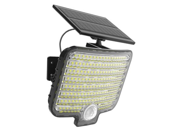 Naświetlacz solarny LED 600 lm z panelem i czujnikiem PIR na białym tle