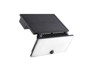 Miniaturka 5 - Czarny naświetlacz solarny LED z czujnikiem i regulowanym panelem na białym tle