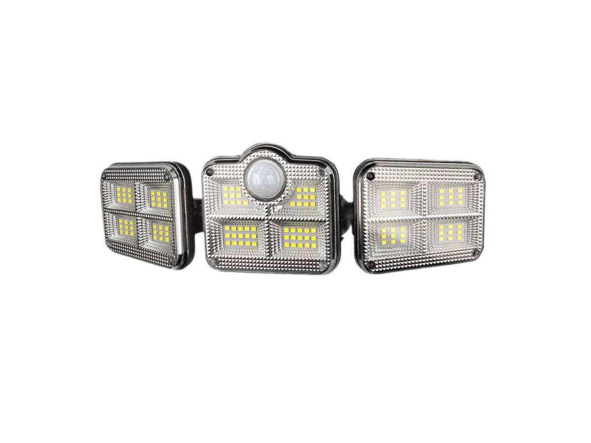 Naświetlacz solarny LED potrójny 20 W 300 lm IP44 srebrny
