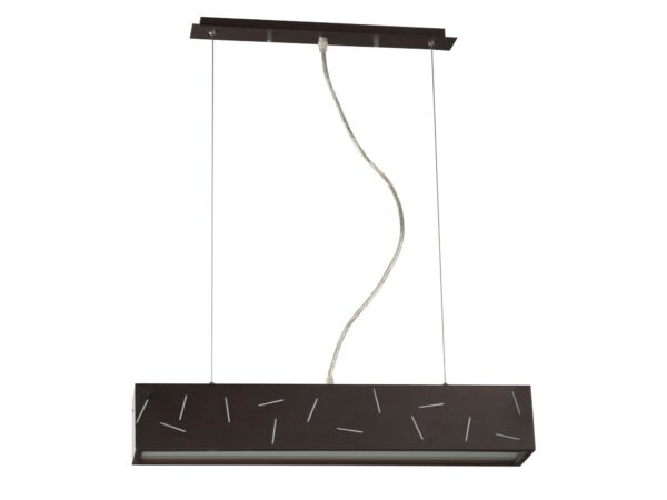 Lampa wisząca Neritia wenge z podłużnym kloszem i jasnymi ukośnymi szczelinami
