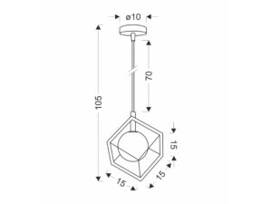 Miniaturka 2 - Rysunek wymiarowy lampy wiszącej Nevemio wysokość 115 cm, szerokość 15 cm