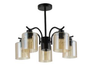 Miniaturka 2 - Lampa wisząca Nevomona czarna z bursztynowymi szklanymi kloszami