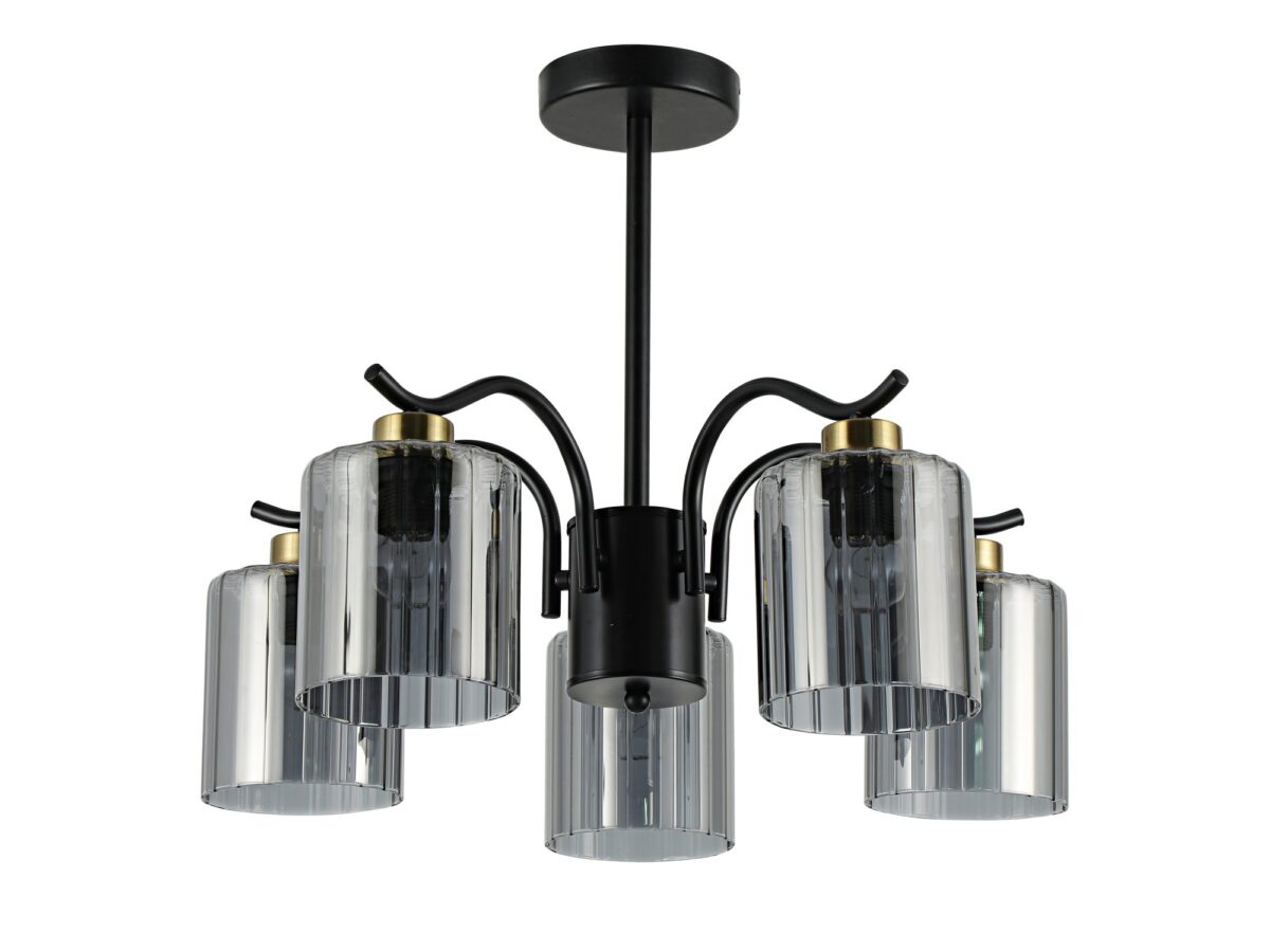 Lampa wisząca Nevomona z dymionym szkłem i czarną podstawą