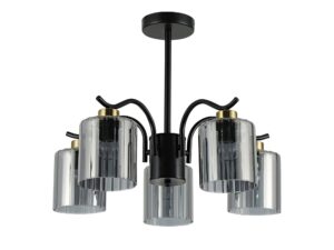 Miniaturka 2 - Lampa wisząca Nevomona z czarną podstawą i dymionymi szklanymi kloszami