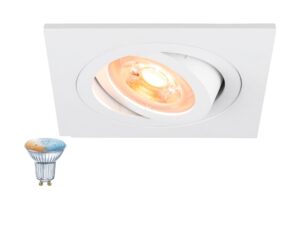 Miniaturka 1 - New Tria 75 Smart Set biały – kwadratowa oprawa wpuszczana ze źródłem GU10