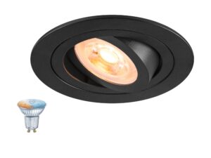 Miniaturka 4 - Czarna oprawa wpuszczana New Tria 75 Smart Set z regulowanym oczkiem i źródłem GU10