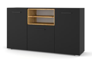 Miniaturka 6 - Komoda Nimet 151 cm czarny mat z dębem artisan