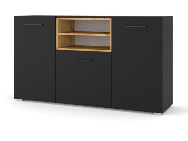 Komoda Nimet 151 cm czarny mat z dębem artisan